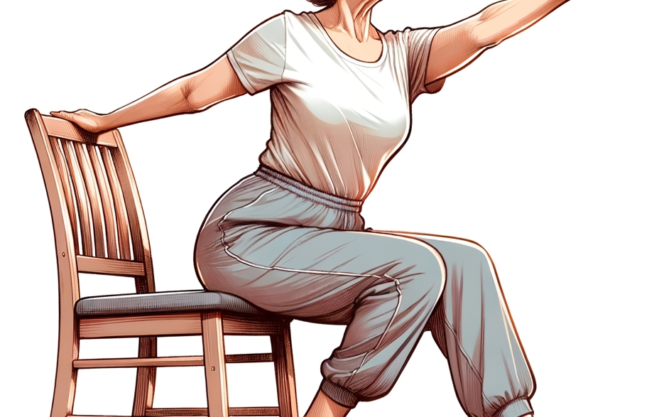 Dame på stol laver gymnastik