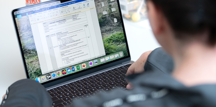 Computerskærm med skema