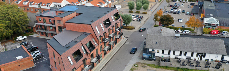 Luftfoto af Hedensted bymidte