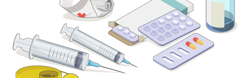 Medicin af forskellig slags til affald